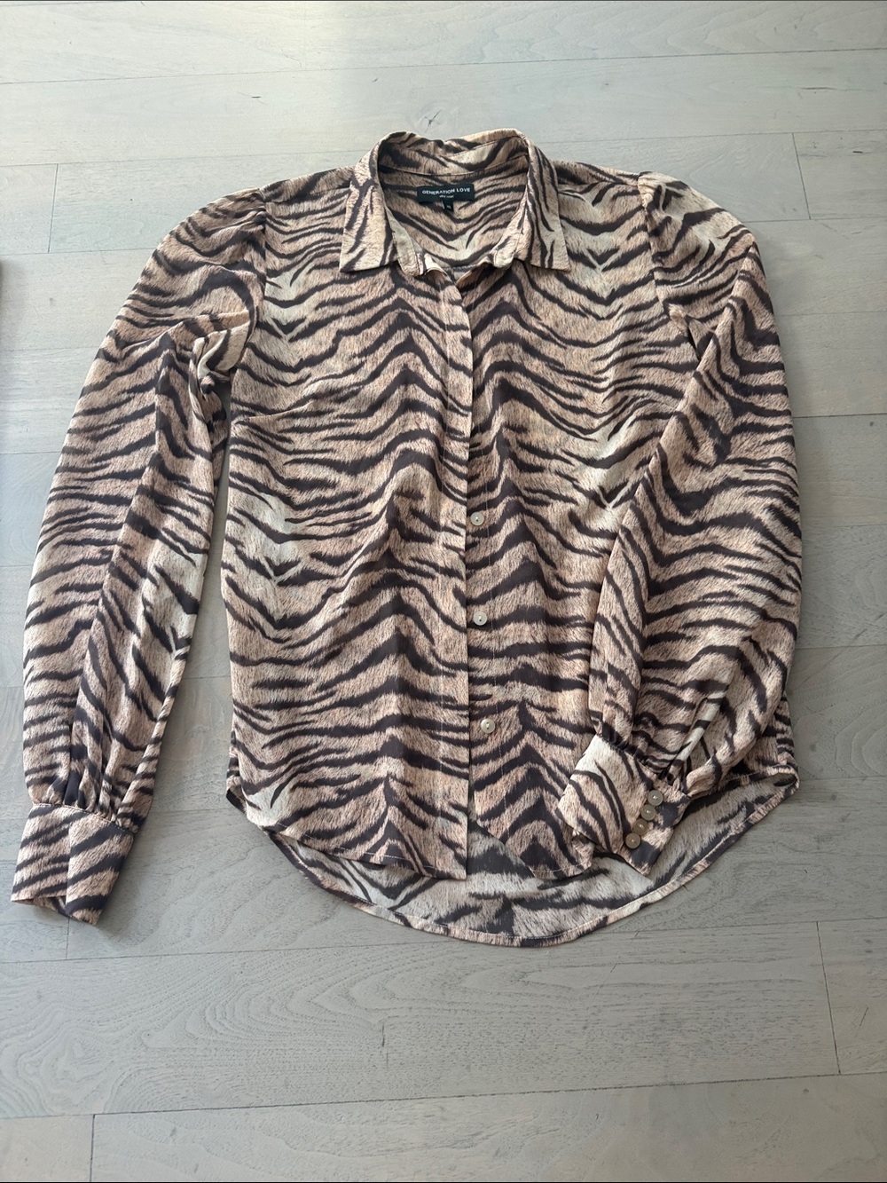 Generation Love Zebra-Print Collard Button Down Blouse